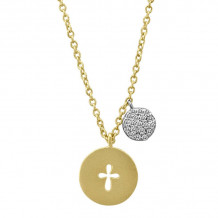 Meira T Yellow Gold Cross Disc Necklace