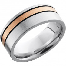 Lashbrook Rose & White Cobalt Chrome 8mm Men's Wedding Band - CC8F12OC_14KRMGA+SATIN