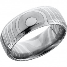 Lashbrook Black & White Damascus Steel 8mm Men's Wedding Band - D8DBTIGER+POLISH