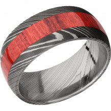 Lashbrook Black & White Damascus Steel Hardwood 9mm Men's Wedding Band - D9D14_REDHEART+ACID