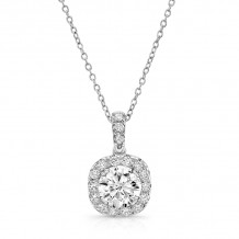 Uneek Round Diamond Pendant with Dainty Cushion-Shaped Halo - LVN898W-5.0RD