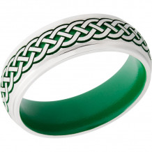 Lashbrook Cobalt Chrome 7mm Men's Wedding Band - CC7DGE_LCVCELTIC9+ANGLE+SATIN_POLISH+GREENINANDOUT