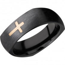 Lashbrook Black & Yellow Zirconium 7mm Men's Wedding Band - Z7DSQ2CROSS_14KY+SATIN