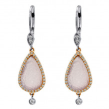 Meira T Two Tone 14k Gold Diamond Druzy Drop Earrings