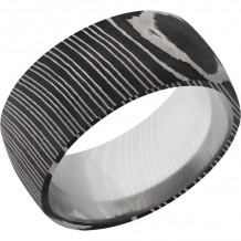 Lashbrook Black & White Damascus Steel 10mm Men's Wedding Band - D10D+ACID