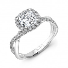 Uneek Cushion-Shaped Diamond Halo Engagement Ring with Infinity-Style Crisscross Shank - SM817CU-6.0CU