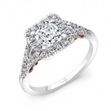 Uneek Cancelli Cushion Diamond Halo Engagement Ring with Pave Split Shank - A104CUWR-5.5CU