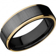 Lashbrook Black & Yellow Zirconium 7mm Men's Wedding Band - Z7FGE21EDGE_14KY+CROSS+SATIN_POLISH