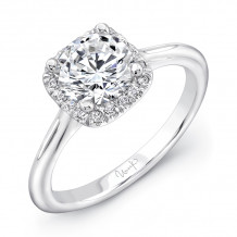 Uneek Classic Round-Diamond-on-Cushion-Halo Engagement Ring with Sleek, Stoneless Unity Tri-Fluted Shank - USMS08CU-6.5RD
