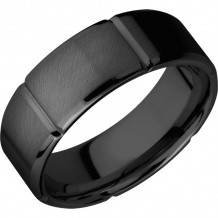 Lashbrook Black Zirconium 8mm Men's Wedding Band - Z8B6SEG+ANGLE+SATIN_POLISH