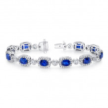 Uneek Cushion-Cut Sapphire Bracelet with Diamond Bezel Stations - LBR192CU