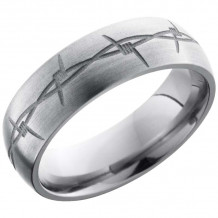 Lashbrook Titanium 7mm Men's Wedding Band - 7DBARB+SAND_SATIN