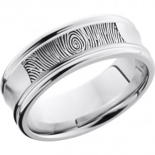 Lashbrook Cobalt Chrome 8mm Men's Wedding Band - CC8REC_LCVFINGERPRINT+SATIN_POLISH