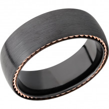 Lashbrook Black & Rose Zirconium 8mm Men's Wedding Band - Z8DSIDEBRAID_14KR+SATIN