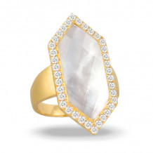 Doves White Orchid 18k Yellow Gold Diamond Ring - R9031WMP