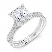 Uneek 3-Carat Cushion Diamond Engagement Ring with Pave Silhouette Double Shank - LVS1011CU