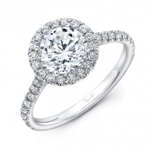 Uneek Classic Round Diamond Halo Pave Engagement Ring - LVS787RD