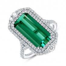 Uneek Precious Emerald Cut Green Tourmaline Engagement Ring - SWS232DHDS-GT