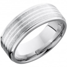 Lashbrook Cobalt Chrome 8mm Men's Wedding Band - CC8FGE3.5_SS+STONE_POLISH