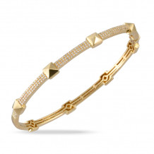 Doves Deco Diamond 14k Yellow Gold Bangle Bracelet - B9560