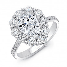 Uneek Pear-Shaped Diamond Engagement Ring with Scallop-Inspired Shared-Prong Round Diamond Halo - LVS1015PS