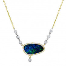 Meira T 14k Yellow Gold Opal and Diamond Necklace