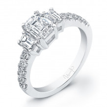 Uneek Three Stone Emerald-Cut Diamond Engagement Ring - LVS739