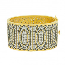 Freida Rothman Lattice Motif Marquee Wide Hinge Bangle - LMYKZB09-H