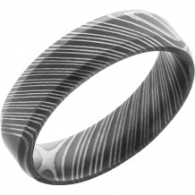 Lashbrook Black & White Damascus Steel 6mm Men's Wedding Band - D6B+ACID