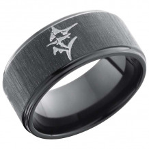 Lashbrook Black Zirconium 10mm Men's Wedding Band - Z10FGE_MARLIN_BLACK+CROSSSATIN+POLISH