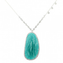 Meira T White Gold Rough Blue Amazonite Necklace