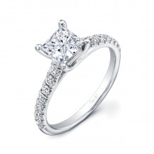 Uneek Princess-Cut Diamond Engagement Ring with Graduated Melee Diamonds U-Pave Set on Upper Shank - USM034-5.5PC