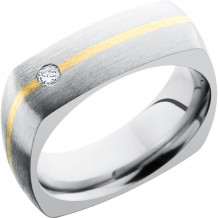 Lashbrook White & Yellow Titanium 7mm Men's Wedding Band - 7DSQ11_14KYDIAOC.07F+SATIN