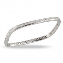 Doves Deco Diamond 18k White Gold Bangle Bracelet - B9159