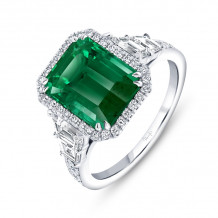 Uneek Precious Emerald Cut Emerald Engagement Ring - R4001ECEMU