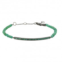 Meita T Black Rhodium Emerald Bar Bracelet