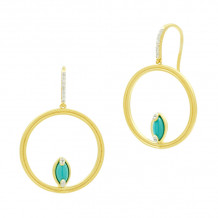 Freida Rothman Fleur Bloom Empire Turquoise Open Hoop Earrings - FBPYZTQE61