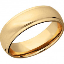 Lashbrook 14k Yellow Gold 7mm Men's Wedding Band - 14KY7DGE-P+ANGLE+SATIN_POLISH