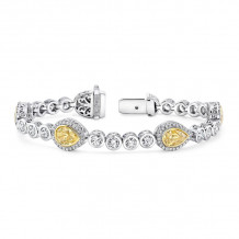 Uneek Pear-Shaped Yellow Diamond Bracelet with Round Colorless Diamond Bezels - LBR181