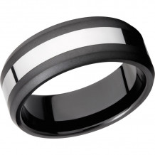 Lashbrook Black & White Tungsten Men's Wedding Band - TCR8335+POLISH_BEAD