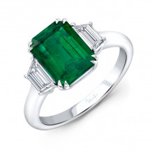 Uneek Emerald Three-Stone Diamond Engagement Ring - LVS1020GEM
