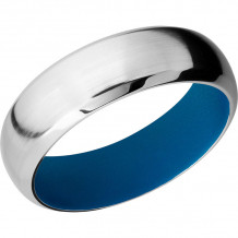 Lashbrook Cobalt Chrome 7mm Men's Wedding Band - CC7DB+SATIN_POLISH+SKYBLUEIN