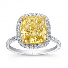 Uneek Cushion-Cut Fancy Yellow Diamond Halo Engagement Ring - LVS840