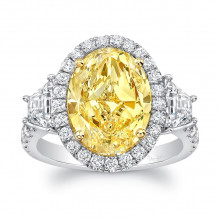 Uneek Contemporary Oval Fancy Yellow Diamond-Center Three-Stone Engagement Ring - LVS1008OVFY