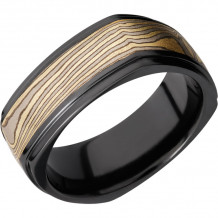 Lashbrook Black Zirconium 8.5mm Men's Wedding Band - Z8.5FGESQ15_M18KY14KWSS+ACID_BEAD_POLISH