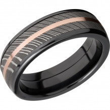 Lashbrook Black Rose & White Zirconium 7mm Men's Wedding Band - ZPF7D15_DAMASCUS11_14KR+SATIN+ACID+POLISH