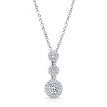 Uneek Round Diamond Three-Tier Halo Drop Pendant - LVN644