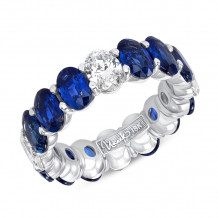 Uneek Oval Blue Sapphire and Oval Diamond Eternity Band - ETOVBSD