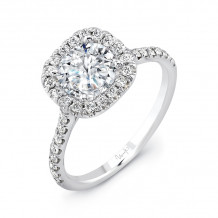 Uneek Classic Round-Diamond-on-Cushion-Halo Pave Engagement Ring - SWS143