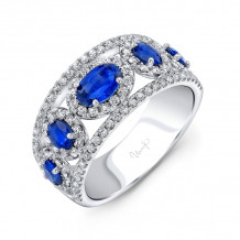 Uneek Oval Shaped Blue Sapphire and Diamond Fashion Ring - RB045BSU